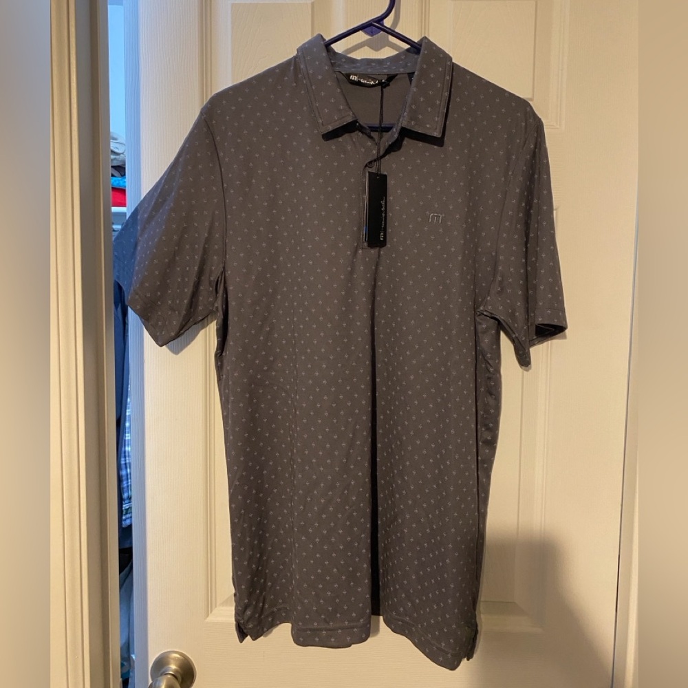 Travis Mathew Charcoal Gray Micro-Dot Polo